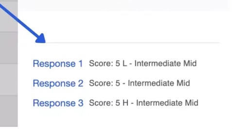 High and Low indicators appear in test results when one response demonstrates a higher level of proficiency within a sublevel
