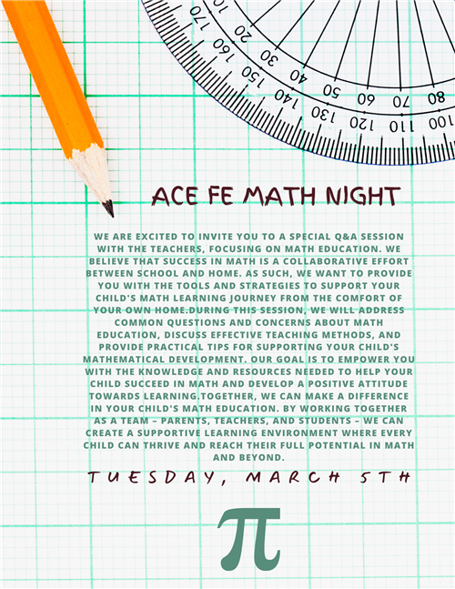 ACE FE Math Night, Tuesday, March 5th