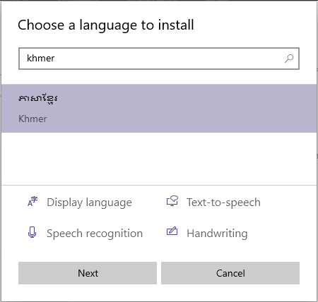 Installing Khmer on Windows.