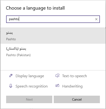 Install Pashto on Windows.