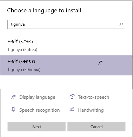 installing Tigrinya on windows.